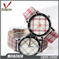 Free printing logo grid leather band Vitage London style watches